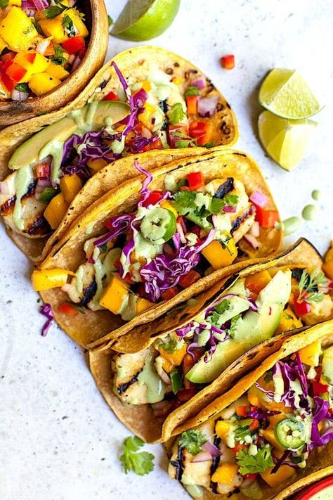 Halloumi Tacos, Summer Tacos, Tacos With Mango Salsa, Fresh Mango Salsa, Mango Salsa Recipes, Grilled Halloumi, Vegetarian Tacos, Foodie Crush, Grilled Zucchini