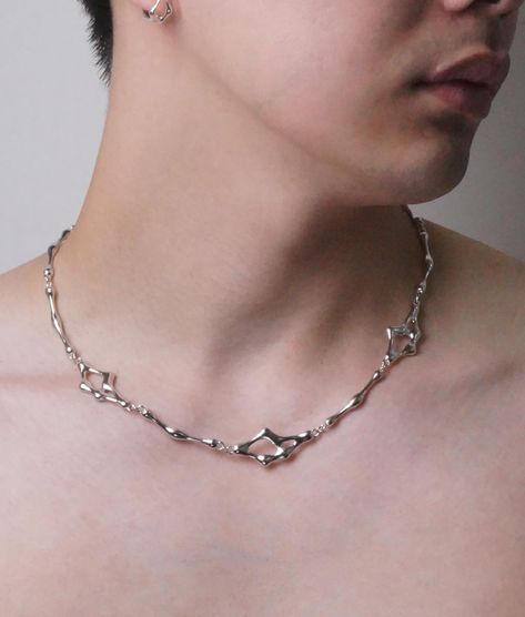 Y-KIND S1 PT.7 Melt-A & Melt-B necklace #accessories #jewelry #bracelet #ring #necklace #pendant #earings #futuristic #futuristicfashion Melted Metal Jewelry, Melted Metal, Melting Metal, Necklace Accessories, Bracelet Ring, Futuristic Fashion, Jewelry Bracelet, Accessories Jewelry, Metal Jewelry