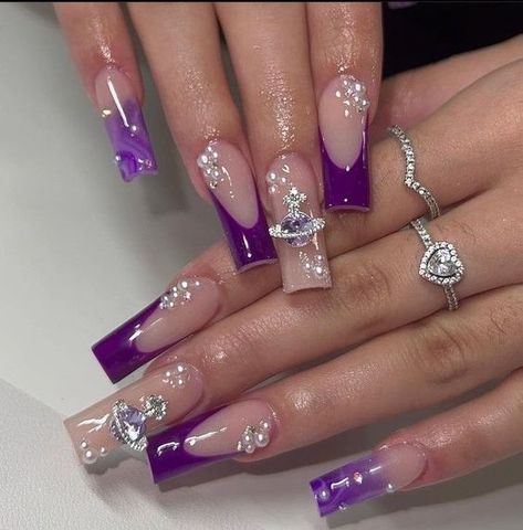 Purple Nails Acrylic, Acrylic Nails Design, Lilac Nails, Purple Acrylic Nails, Purple Nail Designs, Art Square, Simple Acrylic Nails, Classy Acrylic Nails, Pretty Gel Nails