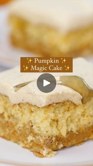 286K views · 1.5K reactions | Pumpkin Magic Cake Recipe | It’s like magic!! 🪄✨ The layers of this pumpkin magic cake form while baking - it’s such a cool recipe! The bottom layer is like a pumpkin pie, the... | By The Soccer Mom Blog - Positive Inspiration for Moms | Facebook Pumpkin Spice Frosting, Magic Cake Recipe, Pumpkin Magic Cake, Thanksgiving Desserts Pumpkin, Magic Cake Recipes, Spice Frosting, Pumpkin Magic, Cake Magic, Whipped Pumpkin