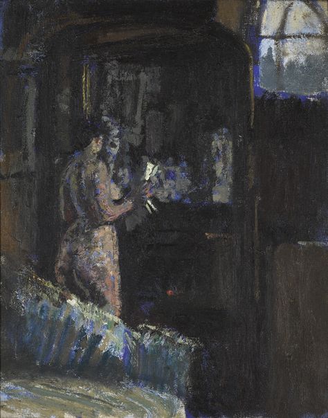 Walter Richard Sickert, A.R.A. 1860 - 1942 NUDE BEFORE A MIRROR, FITZROY STREET oil on canvas 38 by 30.5cm. Executed in 1906. Walter Sickert, Avant Garde Art, Impressionist Artists, English Art, Painting Gallery, Post Impressionists, British Art, Artist Paint, A Mirror