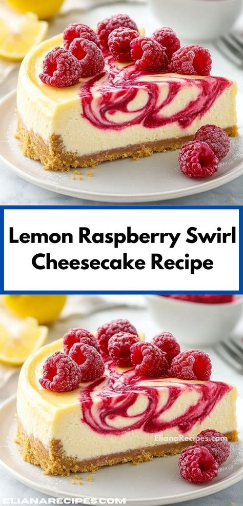 Searching for the perfect ending to your meal? This Lemon Raspberry Swirl Cheesecake is the answer. Its luscious layers of tart lemon and ripe raspberry create a delicious dessert that’s easy to whip up any day. Lemon Raspberry Cheesecake, Raspberry Swirl Cheesecake, Swirl Cheesecake, Vanilla Whipped Cream, Lemon Raspberry, Lemon Cheesecake, Graham Cracker Crust, Cheesecake Recipe, Graham Cracker