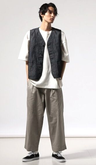 Vest Reference, Japan Men Fashion, Vest Styling, Workwear Men, Workwear Vest, Japanese Workwear, Mens Workwear, Vest Fashion, Menswear Inspired