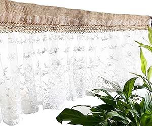 French Country Valances, Shabby Chic Window Treatments, Boho Window Decor, Rustic Window Treatments, Burlap Valance, Lace Valances, Ruffle Curtains, Dining Room Windows, Pocket Curtains