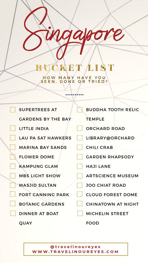 Bucket List Template, Travel Destinations Bucket Lists, Singapore Travel, Travel Checklist, Bucket List Destinations, Destination Voyage, Dream Travel Destinations, Template Instagram, List Template