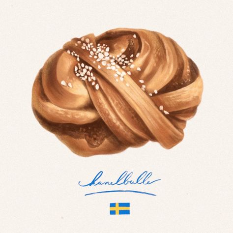 Throwback to the best cinnamon bun in Malmö 😍 #pastry #pastries #kanelbullar #digitalillustrator #illustration #foodillustration #digitalart #sweden #cinnamoroll #illustration Cinnamon Bun Tattoo, Cinnamon Bun Drawing, Cinnamoroll Illustration, Fika Illustration, Sweden Drawing, Bun Illustration, Pastry Illustration, Bakery Logos, Cardamom Buns