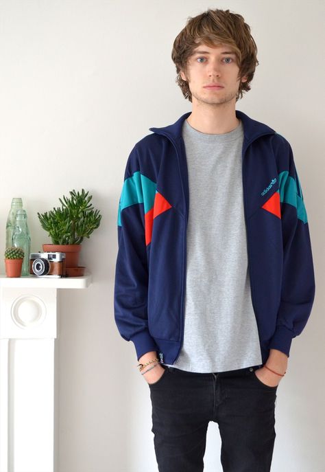 80s Vintage Adidas Track Jacket | Ica Vintage | ASOS Marketplace Tracktop Outfit Men, Track Jacket Outfit Men, Track Jacket Outfit, Americana Vintage, Fashion 80s, Men Jackets, Khaki Pants Men, Adidas Vintage, Adidas Track Jacket