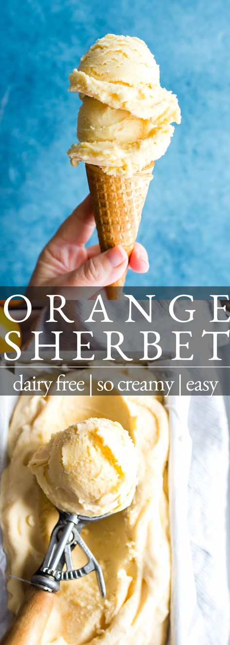 Orange Sherbet Ice Cream, Orange Sherbet Recipe, Orange Ice Cream Recipe, Sherbet Ice Cream, Sherbet Recipes, Orange Ice Cream, Coconut And Vanilla, Vegan Ice Cream Recipe, Ice Cream Maker Recipes