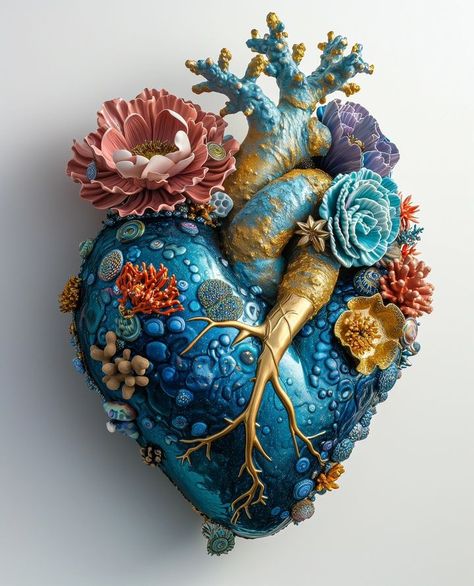 digiart.of.alex Anatomical Heart Sculpture, Heart Sculpture Art, Medical Artwork, Anatomical Heart Art, Anatomical Art, Heart Projects, Textile Sculpture, Islamic Artwork, Anatomical Heart