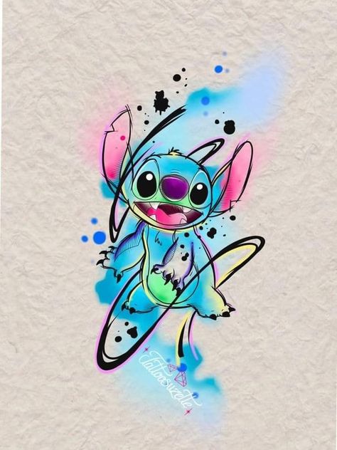 Halloween Stitch Tattoo Ideas, Stitch Tattoos Disney, Stitch Tattoo Ideas Color, Watercolor Stitch Tattoo, Stitch Art Disney, Disney Tattoo Drawings, Stitch Disney Tattoo, Stitch Tattoo Design, Stitch Tattoo Ideas