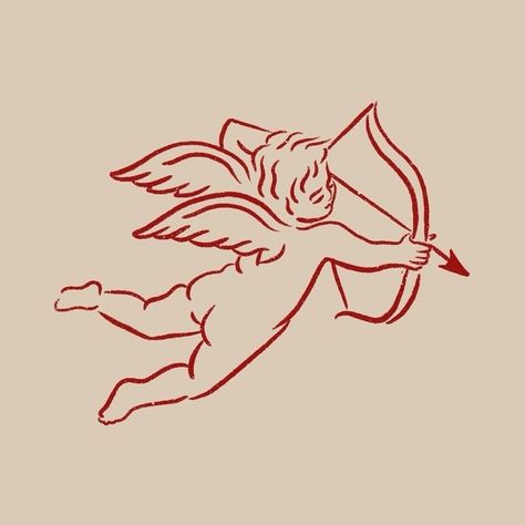 Cupid’s arrows are for the fearless—love hits like a high-speed chase. #Cupid #CupidTattoo #LoveArrow #HeartAndArrow #RomanticTattoo #LoveSymbol #ValentinesDay #CupidArt #LoveInked #CupidDesign Cupid Line Tattoo, Cupid Painting Easy, How To Draw Cupid Step By Step, Cupid Sketch, Cupid Painting, Cupid Illustration, Cupid Art, Cupid Drawing, Cupid Design