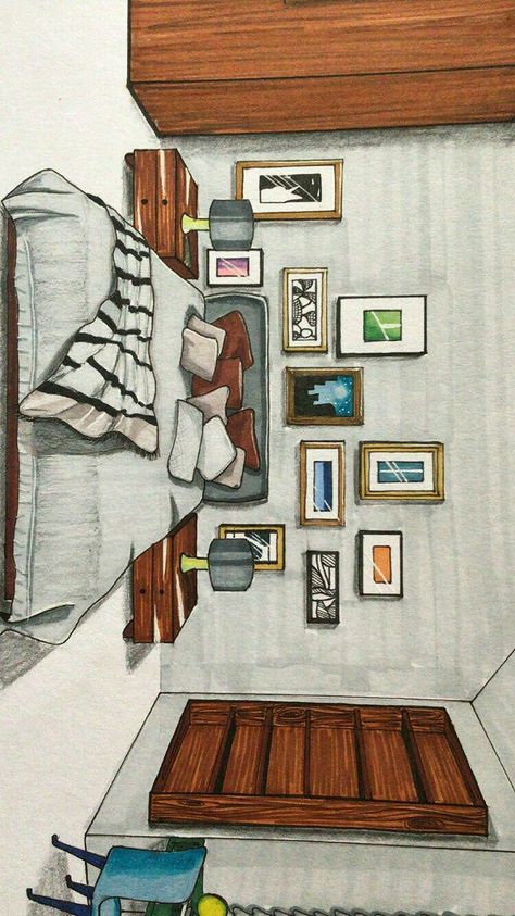 markers art artist design spacedesign bedroomdecor Perspective perspectivedrawing colours woodworking woodtexture alcohol markers Marker Art Architecture, Alcohol Markers Interior Design, Copic Marker Art Architecture, Interior Design Alcohol Markers, Apartment Sketch, Architecture Alcohol Markers, Floor Plan Rendering Markers Interior Design, Apartment Drawing, Interior Design Marker Rendering