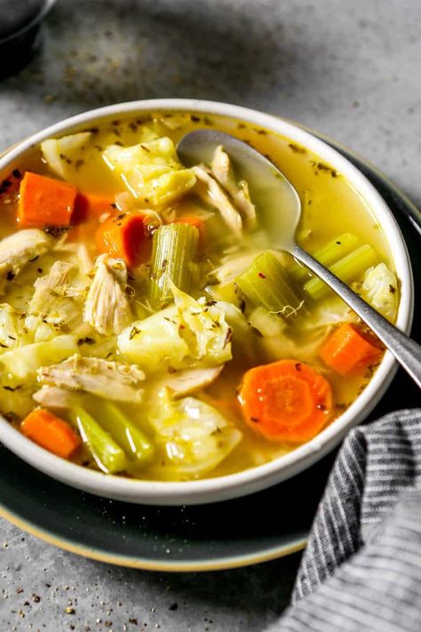 Chicken and Cabbage Soup Carrots Soup, Homemade Turkey Soup, Soup Turkey, Leftover Turkey Soup, Turkey Leftovers, Turkey Soup Recipe, Dinner Then Dessert, Chicken With Italian Seasoning, Turkey Broth