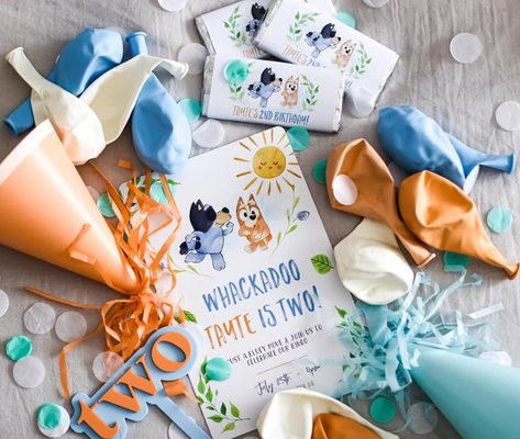 Bluey Birthday Invitation, Bluey Party, Baby Boy 1st Birthday Party, Second Birthday Ideas, Bluey Birthday, 2nd Birthday Party Themes, Baby Boy 1st Birthday, Bear Birthday, 6th Birthday Parties