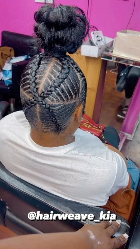 SHOW STOPPING HAIR 😍 on Instagram: “This starting to become my favorite Bun Style 😍 What should we name her? This needs a name ‼️ Baltimore Maryland ❤️ #stitchbraids…” Stitch Braids Into Bun, Black Baby Girl Hairstyles, Quick Weaves, Bun Style, Braided Top Knots, Top Knot Bun, I Name, Hair Barber, Knot Bun