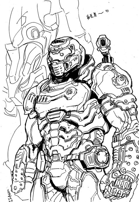 Wallpaper Coc, Doom Slayer, Doom Eternal, Creative Drawing Prompts, Marvel Comics Wallpaper, Fnaf Drawings, Creative Drawing, Sketchbook Art Inspiration, Art Reference Poses