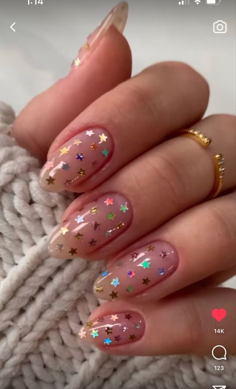 New Years Eve Nails, Confetti Nails, Cute Simple Nails, Cute Summer Nails, Popular Nails, Star Nails, New Year's Nails, Fabulous Nails, Dream Nails