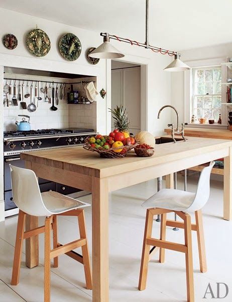 Home Tour: Cindy Sherman's 19th Century East Hampton Farmhouse | Kathy Kuo Home Lacanche Stove, Billy Cotton, Hamptons Farmhouse, Boho Chic Kitchen, House In The Hamptons, Hamptons Kitchen, Hampton Home, Eclectic Farmhouse, Bohemian Kitchen