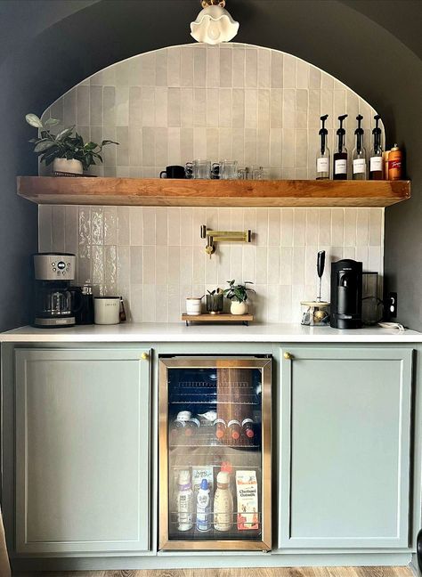 Coffee Bar In Dining Room, Bar In Dining Room, Built In Coffee Bar, Bar Layout, Built In Wet Bar, Dining Room Built In, Bar Nook, Home Bar Rooms, Coffee Bars In Kitchen