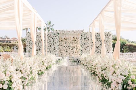 Ethereal Wedding with Magnificent Floral Walls Featured on Style Me Pretty - Flowers by Cina Reception Ceiling, Floral Walls, Monarch Beach Resort, Dream Wedding Decorations, Ethereal Wedding, Wedding Ceremony Flowers, Socal Wedding, Floor To Ceiling, Ceremony Flowers