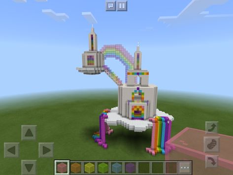 Cloud Castle Minecraft, Minecraft Rainbow Builds, Minecraft Carousel, Cloud Castle, Minecraft House Tutorials, Cool Tree Houses, Cute Minecraft Houses, Minecraft Construction, Amazing Minecraft