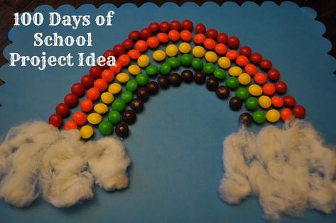 100 Days of School Project ideas: Rainbow of Skittles! #100daysofschool 100 Day Project Ideas, School Project Ideas, 100th Day Of School Crafts, 100s Day, 100 Day Of School Project, Project School, Kindergarten Projects, 100 Day Celebration, School Celebration