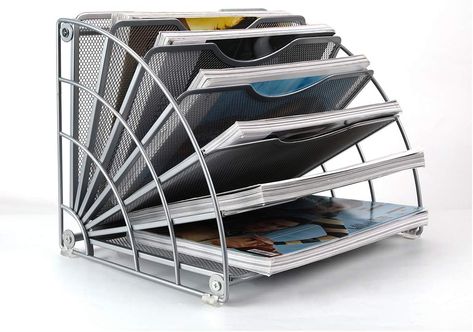 PAG Fan-Shaped Desk File Organizer Mail Letter Sorter Paper Holder Magazine Rack for Office Home School, Silver Desk File Organizer, Desktop File Organizer, Letter Sorter, Desk File, Magazine File Holders, File Organizer, Shaped Desk, File Holder, Office Supply Organization