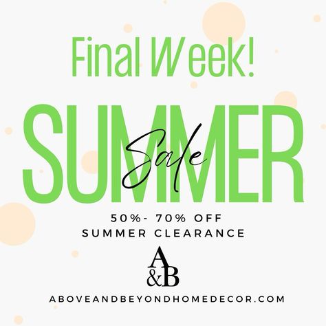 We need room for new Fall arrivals: We have further reduced our summer clearance. There are so many great items on the tables, It’s the perfect time to shop. 50 to 70% off summer clearance ends this week. See you soon. Finals Week, Summer Clearance, See You Soon, We Need, See You, 50 %, Quick Saves, Instagram