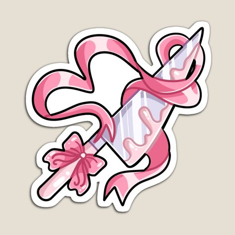 Get my art printed on awesome products. Support me at Redbubble #RBandME: https://www.redbubble.com/i/magnet/Coquette-Knife-Pink-Knife-by-TrshBnny/159684338.TBCTK?asc=u Spooky Stickers Aesthetic, Coquette Knife, Cool Sticker Ideas, Pink Knife, Tumblr Sticker, Knife Magnet, Draw Knife, Easy Dragon Drawings, Knife Drawing