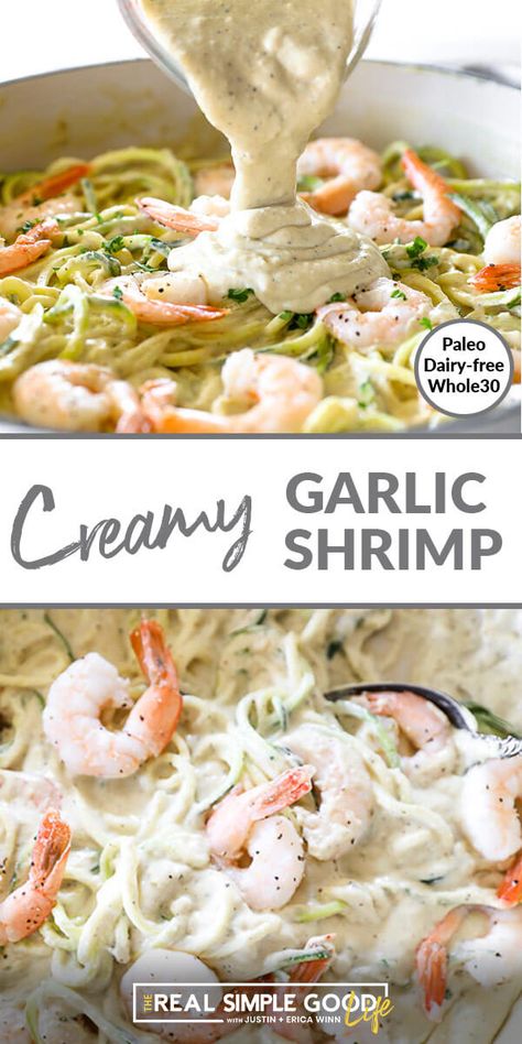 Creamy Prawn Pasta, Shrimp Paleo, Fetuccini Alfredo, Creamy Garlic Prawns, Creamy Garlic Shrimp, Shrimp Alfredo Recipe, Dairy Free Sauces, Creamy Shrimp Pasta, Dairy Free Pasta