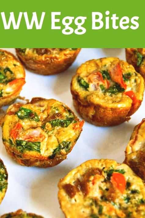 Quick & Easy WW Egg Bites! Make-ahead breakfast for busy mornings. Ww Egg Bites, Make Ahead Egg Bites, Low Point Breakfast, Protein Filled Snacks, Breakfast For Busy Mornings, Easy Healthy Cooking, Weight Watchers Pumpkin, Healthy Breakfast Choices, Easy Breakfast Brunch