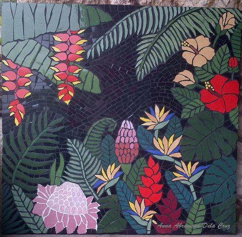 Mosaic Artwork Ideas, Glass Mosaic Mirror, Tropical Night, Modern Mosaic, Mosaic Garden Art, Tiles Mosaic, Mosaic Art Projects, Mosaic Tile Art, Mosaic Stained