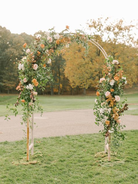 Triangle Arch Floral, Triangle Arch Wedding, Floral Ceremony Backdrop, Altar Flowers Wedding, Megan Mitchell, Wedding Ceremony Seating, Modern Boho Wedding, Ceremony Florals, Modern Wedding Ceremony