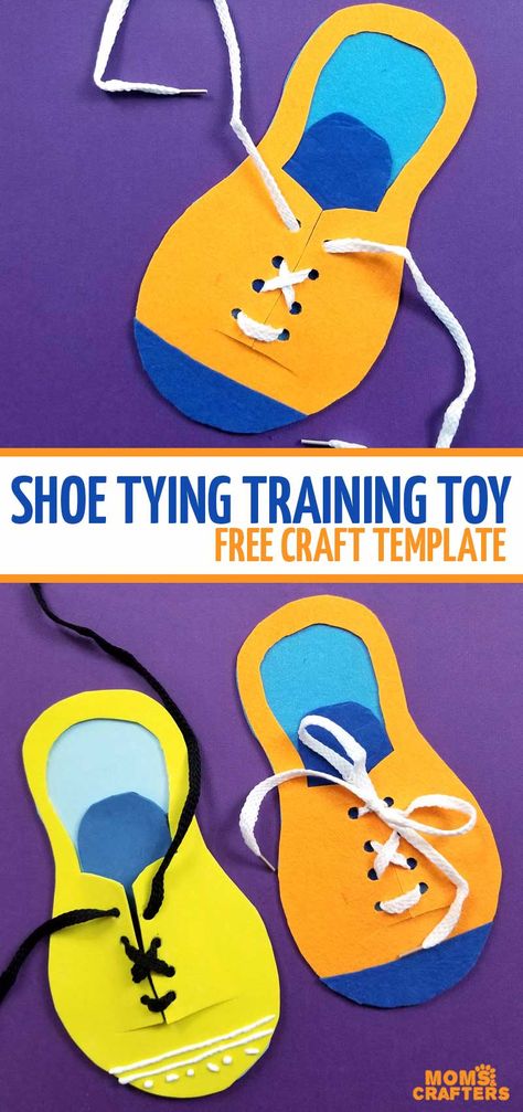 Teach kids how to tie their shoes with a shoe tying practice toy template - a free printable DIY felt no sew toy for moms to make for preschoolers and kids! Toy Template, Anime Braids, Shoe Tying, Free Craft Templates, Diy Sensory Toys, Felt Toys Diy, Fidget Quilts, Cool Toys For Boys, Shoe Template