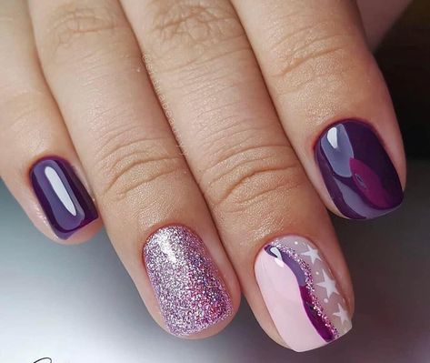 Reflective Nails, Multicolored Nails, Business Nails, Heart Nail Designs, Purple Nail Designs, Simple Acrylic Nails, Pretty Nail Art Designs, Shiny Nails, Nail Art Designs Videos