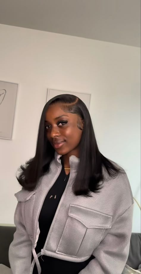 Side Part Quick Weave Straight, Straight Side Part Wig, Cute Weave Hairstyles, Curled Ends, Sew In Wig, Air Style, Pressed Natural Hair, Short Hair Back, Silk Press Natural Hair