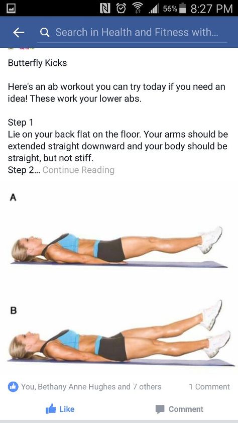 Butterfly kicks 2 of 2 Butterfly Kicks, Butterfly Twists Workout, Flutter Kicks Benefits, Butterfly Kicks Exercise, Best Bum Exercises, How To Do Butterfly, Butterfly Crunches, You Do Not Just Wake Up And Become The Butterfly, Glute Bands