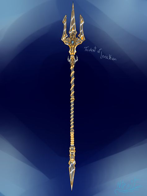 trident of leviathan art by nippit Tridents Art, Fantasy Cane Concept Art, Trident Fantasy Art, Anime Trident, Trident Concept Art, Fantasy Trident, Leviathan Art, Trident Design, Trident Tattoo