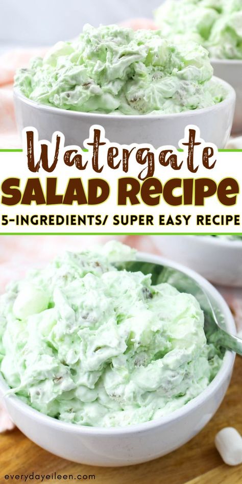 The Best Watergate Salad Recipe - Everyday Eileen George Washington Salad, Salad With Pineapple Recipe, Seven Up Salad, Layered Salad Recipes Easy, Walford Salad, Junk Yard Salad, Quick And Easy Salad Recipes, Best Pea Salad Ever, Water Gate Salad Recipe