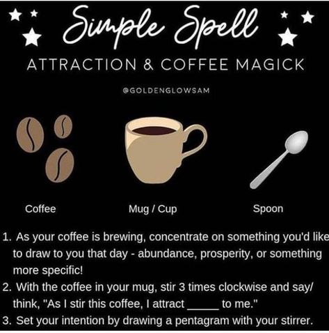 Simple coffee spell Coffee Spell, Witchy Spells, Coffee Magic, Witch Coffee, Magic Spell Book, Kitchen Witchery, Magick Spells, Wiccan Spell Book, Eclectic Witch