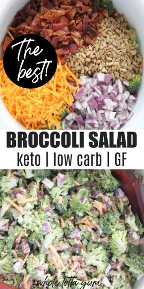 The BEST low carb keto broccoli salad recipe that's healthy, easy, and with a simple homemade dressing. The low carb broccoli salad with bacon makes a great healthy side dish for lunch, or as a holiday salad, plus it's gluten free too. Low Carb Broccoli Salad, Keto Broccoli Salad, Low Carb Broccoli, Broccoli Salad With Bacon, Salad Bacon, Easy Broccoli Salad, Holiday Salad, Keto Quiche, Keto Salads