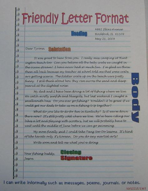 Friendly Letter Format Anchor Grade 5 Writing, Transactional Writing, Birthday Letter For Girlfriend, Writing A Friendly Letter, Colonial Activities, Letter Writing For Kids, Letter Writing Format, Informal Letter, 6th Grade Writing