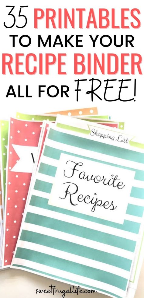 Free Recipe Binder Printables - Sweet Frugal Life How To Make A Recipe Binder, Recipe Binder Categories List, Homemade Cook Book Ideas Recipe Binders, Happy Planner Recipe Printable, Recipe Dividers Free Printable, Recipe Binder Printables Free Templates, How To Make A Recipe Book, Free Printable Recipe Binder Pages, Recipe Pages Printable Free