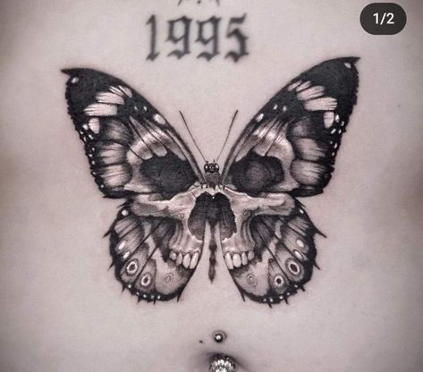 Tattoo Ideas For Elbow, Different Style Butterfly Tattoo, Spine Tattoo Coverup, Half Butterfly Hand Tattoo, Butterfly Skull Tattoo Men, Butterfly Skull Tattoo, Skull Butterfly Tattoo Design, Skull Butterfly, Skull Butterfly Tattoo