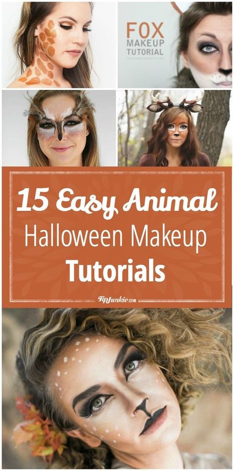 15 Easy Animal Halloween Makeup Tutorials - Tip Junkie Llama Makeup Halloween, Chicken Face Makeup Halloween, Cute Raccoon Makeup Halloween, Squirrel Face Makeup, Diy Animal Costumes For Adults, Kangaroo Makeup Halloween, Moose Makeup Halloween, Easy Zoo Animal Costumes, Goat Makeup Halloween