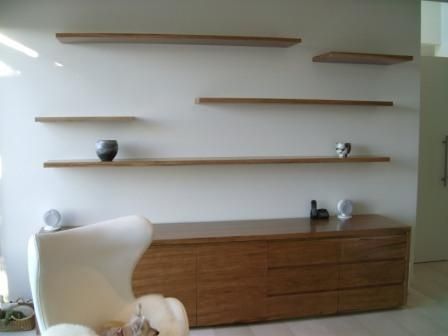 Display Cabinet Diy, Timber Shelving, Timber Floating Shelves, Staggered Shelves, Shelves Living Room, Best Wall Paint, Alcove Shelving, Wall Shelves Living Room, Floating Shelves Living Room