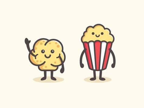 Popcorn Character by Alfrey Davilla | vaneltia #Design Popular #Dribbble #shots Popcorn Tattoo Ideas, Popcorn Character Design, Popcorn Line Art, Popcorn Logo Design, Popcorn Character, Popcorn Illustration Cute, Popcorn Puns, Simple Character Design, Popcorn Vector