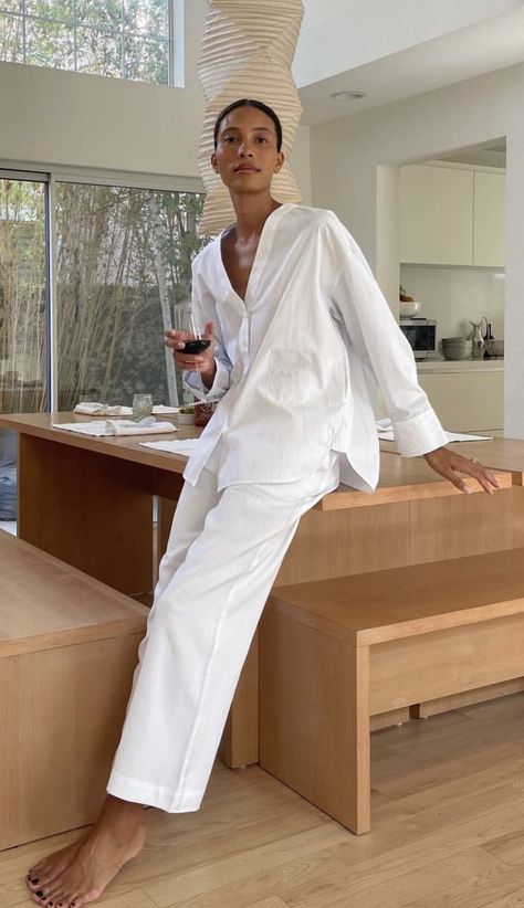 Elegant Loungewear Outfits, Lounge Sets Aesthetic, Luxury Loungewear Aesthetic, Classy Pajamas Aesthetic, Effortless Summer Loungewear Shirt, White Summer Loungewear Shirt, Chic White Lounging Sleepwear, Resort Loungewear, Chic White Loungewear Cover-up