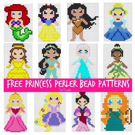 Free Princess Perler Bead Patterns also has super heroes, my little pony, hello kitty, and more! >>> u-createcrafts.com Perler Bead Designs, Perler Beads Ideas, Perler Bead Templates, Perler Crafts, Motifs Perler, Hama Beads Patterns, Disney Cross Stitch, Pola Kristik, Melting Beads