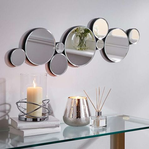 Mirrors On Wall, Circle Mirrors, Wall Mirror Decor Living Room, Dunelm Bedding, Mirror Decor Living Room, Circle Mirror, Fashion Mirror, Mirror Design Wall, Mirror Shapes